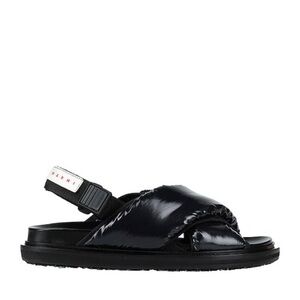 Marni Glossy Black Cross-Strap Sandals